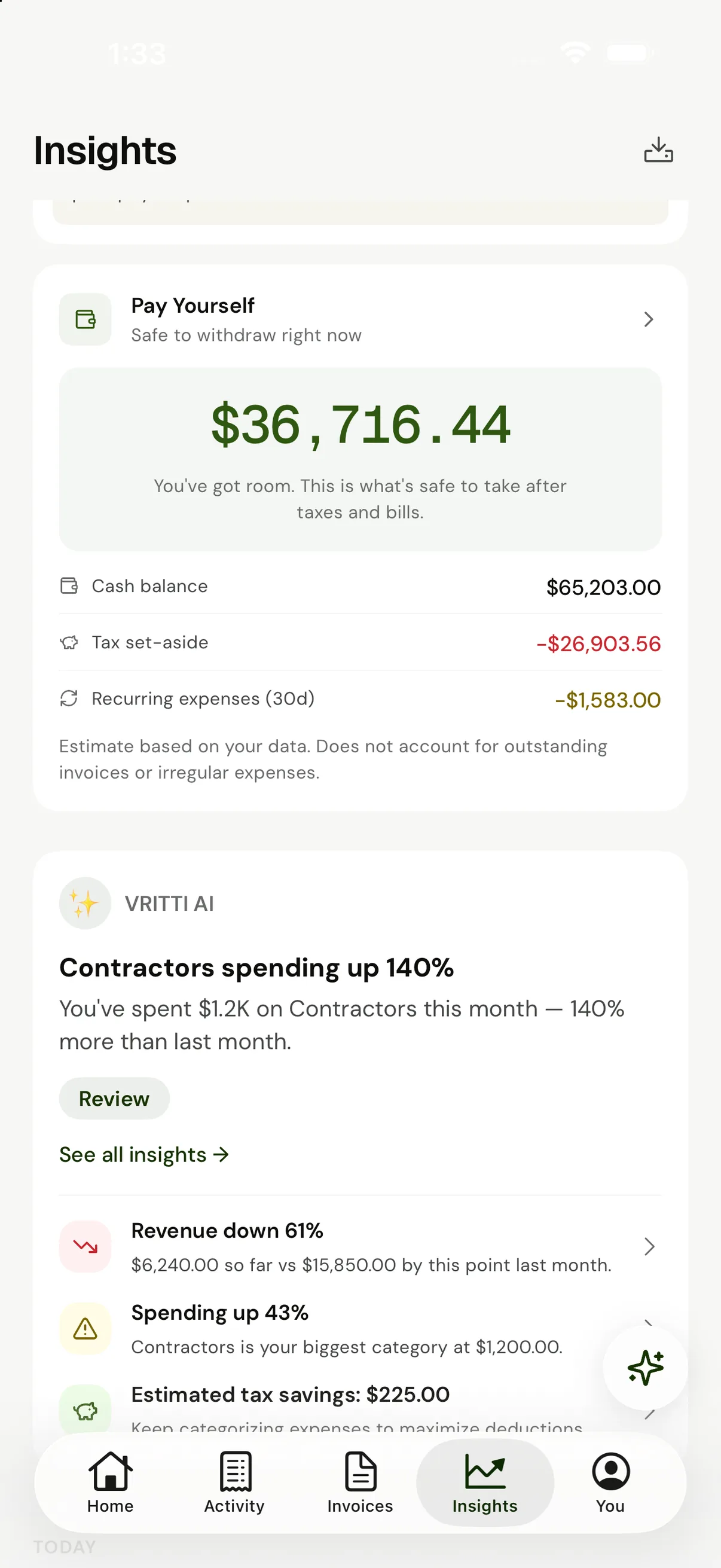 Insights — Pay Yourself: what’s safe to withdraw after taxes and recurring bills